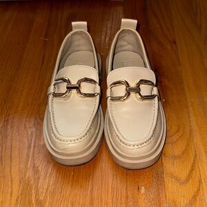 Zara Cream Loafers with Gold Detailing